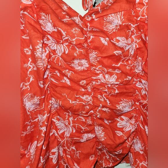 Ava & Viv NWT Red Orange‎ Sweetheart Floral Puff Sleeve Top Size 4X - Picture 10 of 10